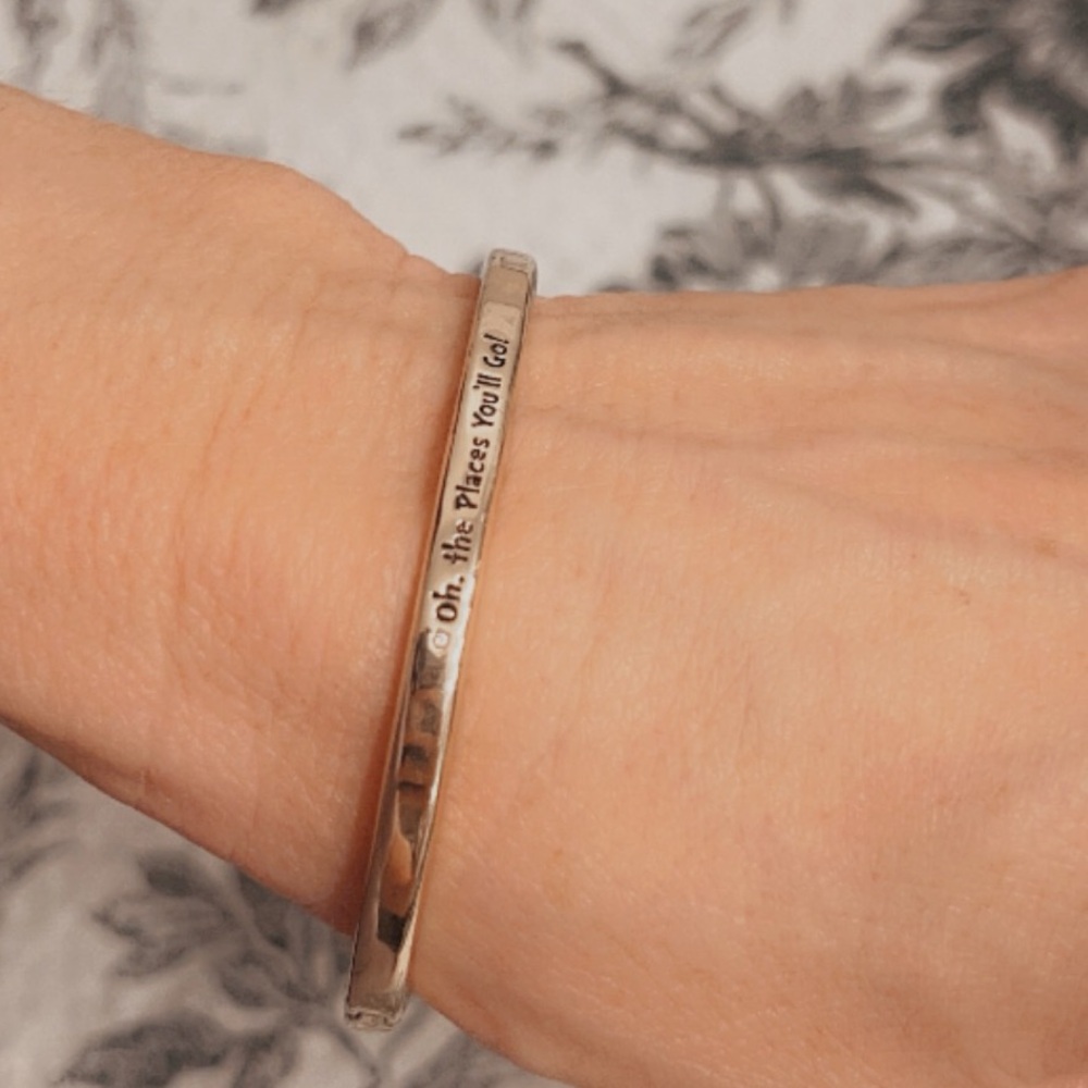 New Alex and Ani hinged bangle Dr Suess “oh the places you’ll go” gold color